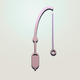 A AI-generated app icon of a fishing rod in light brown color and pink color and pastel blue color and pastel purple color color scheme