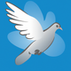 A AI-generated app icon of a flying dove in blue color scheme