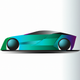 A AI-generated app icon of a sleek, futuristic car in jade color and emerald green color and teal color and ruby color color scheme