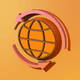 A AI-generated app icon of a globe in bright orange , cognac , honey dew , rose gold color scheme