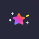 A AI-generated app icon of a star field in orange-red color and sky blue color and black color and coral pink color color scheme