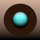 A AI-generated app icon of a Sphere in brown , dark turquoise , blanched almond color scheme