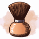 A AI-generated app icon of  a Powder Brush in antique white  , rose red color scheme