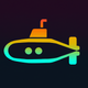 A sleek black submarine  app icon - ai app icon generator - app icon aesthetic - app icons