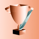 An app icon of  an image of a trophy with spearmint and rose gold and peach puff and burnt sienna scheme color