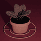 A AI-generated app icon of potted Calathea Ornata in dark khaki , burgundy , cinnamon , pink color scheme