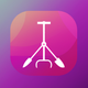 A AI-generated app icon of a cultivator in hot pink color and rich red color and pastel purple color and yellow color color scheme