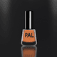 A AI-generated app icon of a nail polish bottle in papaya whip , pewter , amber , orchid color scheme