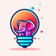 A AI-generated app icon of an elephant looking like a light bulb in  color scheme