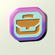A AI-generated app icon of a detailed briefcase  in teal blue color and violet color and beige color and saffron color color scheme