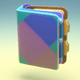 A AI-generated app icon of A Sketchbook in pastel blue , yellow green , dark sea green , merlot color scheme