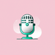 An app icon of  an image of microphone with forest green and gainsboro and antique white and peach scheme color