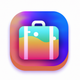 A AI-generated app icon of a suitcase in  color scheme