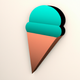 A AI-generated app icon of a ice cream cone in teal color and mint green color and cream color and copper color color scheme