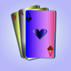 A AI-generated app icon of a playing card in steel blue color and violet-red color and green-yellow color and yellow-green color color scheme