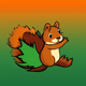 A AI-generated app icon of a squirrel in tangerine , forest green color scheme