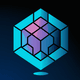 A AI-generated app icon of a dodecahedron shape in teal , baby blue , wheat , royal blue color scheme