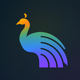 A AI-generated app icon of a peacock in lime color and goldenrod yellow color and magenta color and green-yellow color color scheme