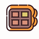 A AI-generated app icon of One Piece Waffle filled with cream in rosy brown , olive drab , dark orange , dark olive green color scheme
