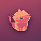 An app icon of  a cat with deep pink and dark orange scheme color