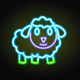 A AI-generated app icon of a cute, cartoon-style sheep  in mulberry color and lilac color and lilac color and sepia color color scheme