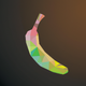 A AI-generated app icon of a banana in burnt sienna color and forest green color and light pink color and blue-green color color scheme