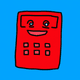 A AI-generated app icon of a calculator in scarlet , sky blue , rose quartz , lilac color scheme