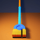 A AI-generated app icon of mop in yellow orange , alice blue , red , silver color scheme