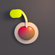 A AI-generated app icon of a cherry in beige color and goldenrod yellow color and olive green color and light pink color color scheme
