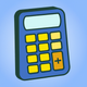 A AI-generated app icon of a calculator in navy blue color and sage color and yellow color and aqua blue color color scheme