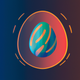 A AI-generated app icon of an oval in turquoise color and dandelion yellow color and coral color and coral color color scheme