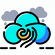 A AI-generated app icon of a windy cloud in blue and green color scheme