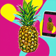 A AI-generated app icon of a pineapple in rosy brown , fuchsia color scheme