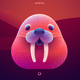An app icon of  an image of a Walrus with pastel red and deep pink and lavender and light purple scheme color