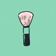 A AI-generated app icon of a Powder Brush in mint , neon blue , tangerine , mauve color scheme