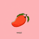 A AI-generated app icon of a mango in rose red , crimson , pastel red , very peri color scheme