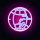 A AI-generated app icon of a globe in light blue color and greyish pink color and greenish-blue color and golden yellow color color scheme