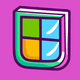 A AI-generated app icon of a window in light green , deep pink , lavender blush , yellow orange color scheme
