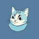 A AI-generated app icon of a cat in chambray , deep sky blue color scheme