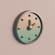 A AI-generated app icon of a clock in cool grey , peach , dark khaki , jade green color scheme
