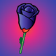 A AI-generated app icon of a rose in plum color and navy blue color and turbo color and violet-red color color scheme