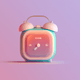 A AI-generated app icon of an alarm clock in peach puff , burnt sienna , cinnamon , dark cyan color scheme