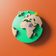 An app icon of  an image of a globe europe africa  with sage green and watermelon and ivory and terracotta scheme color