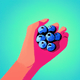 A AI-generated app icon of a blueberry in sea green , hot pink color scheme