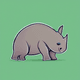 A AI-generated app icon of a rhinoceros in army green , light sea green color scheme