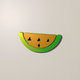 A AI-generated app icon of a watermelon in copper color and yellow-orange color and lime color and light pink color color scheme
