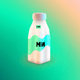 A AI-generated app icon of a paper bottle of milk in spearmint , green , lemon chiffon , off white color scheme