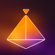 A AI-generated app icon of a scale in deep orange color and dark gray color and vivid yellow color and light purple color color scheme