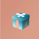 A AI-generated app icon of gift box in orchid , baby blue , cadet blue , light salmon color scheme