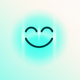 A AI-generated app icon of a abstract smiley face in turquoise color scheme
